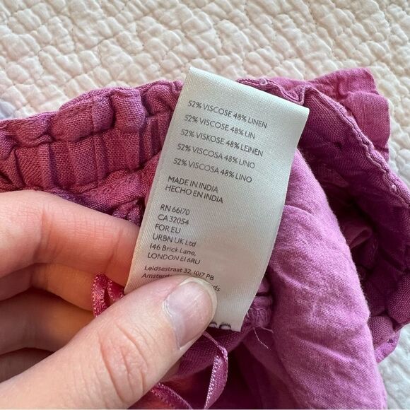 ✨ Free People Mirella Drawstring Shorts Linen Blend Pink Purple Small - Picture 9 of 13